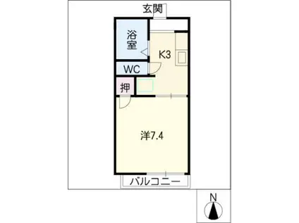 プルメリア加藤(1K/1階)の間取り写真