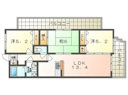星田ロイヤルハイツ(3LDK/4階)の間取り写真