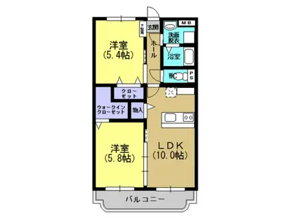 スターリー伊敷(2LDK/2階)の間取り写真