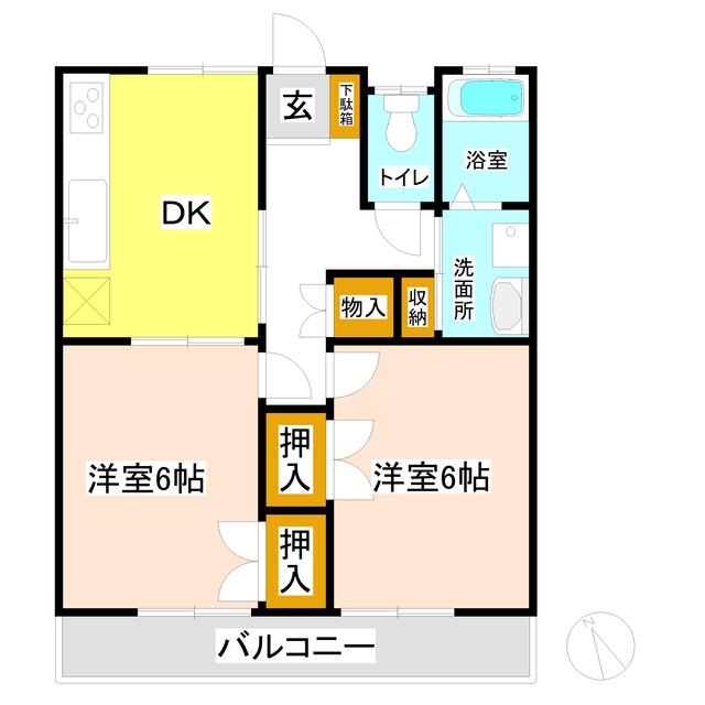 コーポ斉藤(2DK/2階)の間取り写真