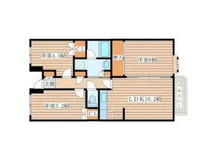グランドール泉中央II(2SLDK/1階)の間取り写真