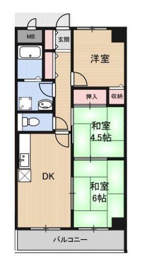 アルカザーレ国分西(3LDK/5階)の間取り写真