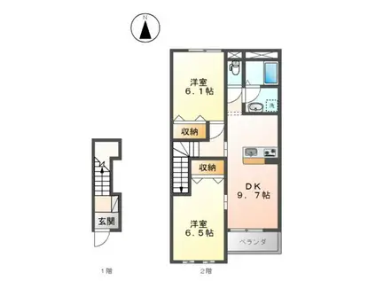 アンジェリーク(2DK/2階)の間取り写真