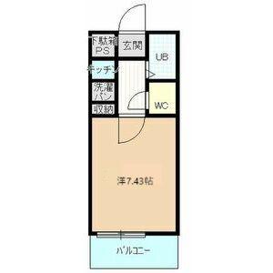 あさひレジデンス五番館(1K/2階)の間取り写真