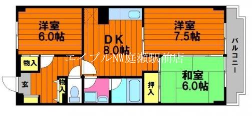 グレースマンションエルフ(3DK/4階)の間取り写真
