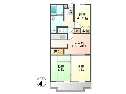 サニーハイツ花みずき(3LDK/2階)の間取り写真