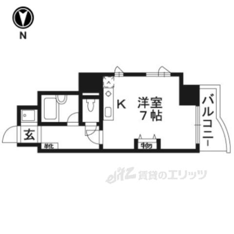 DETOM-1銀閣寺道(ワンルーム/6階)の間取り写真