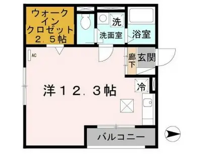 ラフォルテ(ワンルーム/1階)の間取り写真