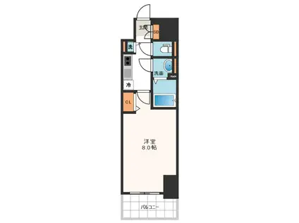 プレサンス谷町七丁目II(1K/14階)の間取り写真