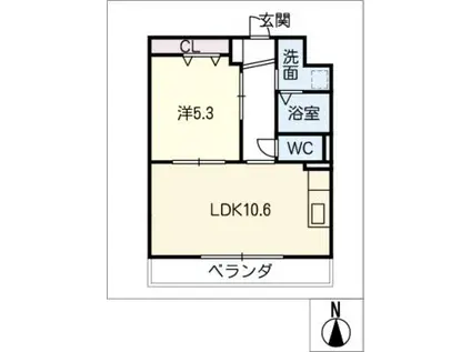 塔世西裏MSビル(1LDK/5階)の間取り写真