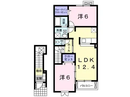 グランデH&M木村 I(2LDK/2階)の間取り写真