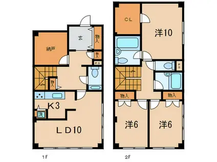 ロイヤル山芦屋(3LDK/1階)の間取り写真