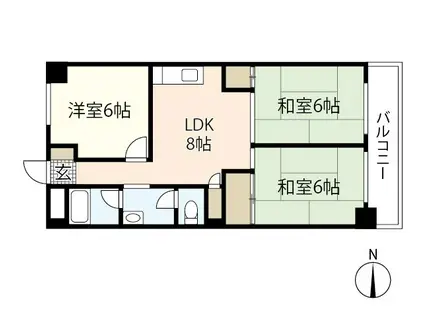リバーサイド観音(3LDK/1階)の間取り写真