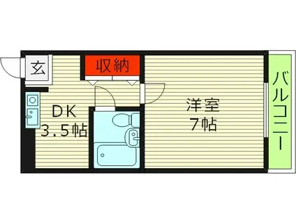 千寿シークIII(1DK/5階)の間取り写真