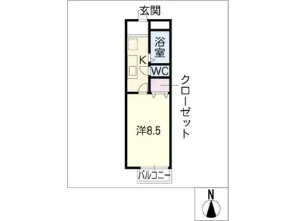 サウスゲート B棟(1K/2階)の間取り写真