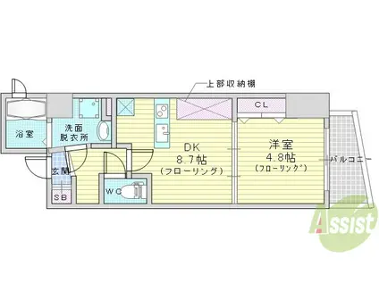 SERENITE江坂四番館(1DK/8階)の間取り写真