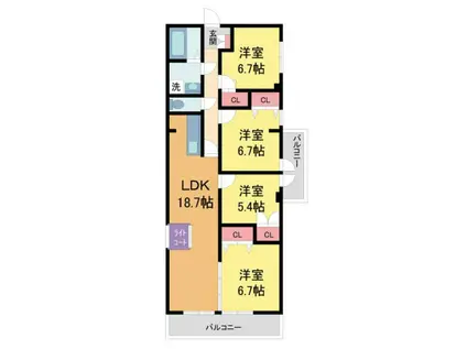 イトーピア甲陽園(4LDK/7階)の間取り写真