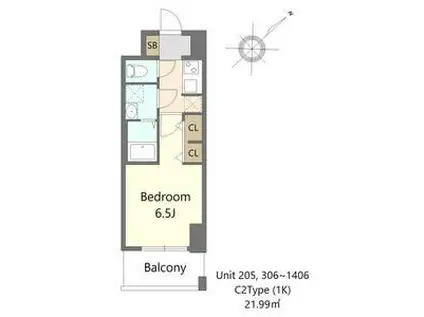 S-RESIDENCE堺ALTKLAS(1K/12階)の間取り写真