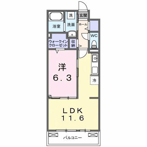 クラール 今泉(1LDK/2階)の間取り写真