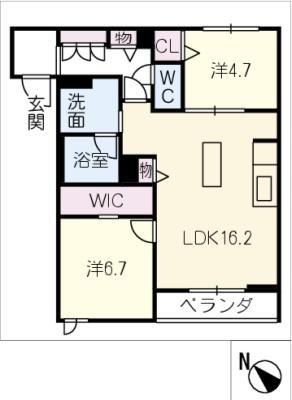 ホワイトベース(2LDK/2階)の間取り写真