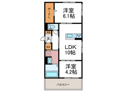 ヌーベル・ヴィ―侍従池(2LDK/3階)の間取り写真