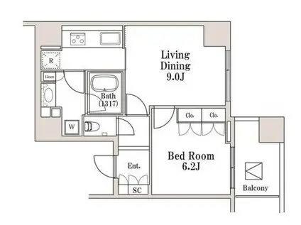ラサンテ一番町(1LDK/2階)の間取り写真