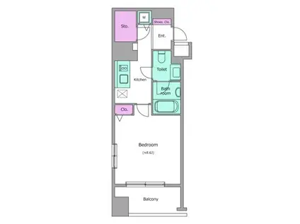 レジディア築地(1K/7階)の間取り写真