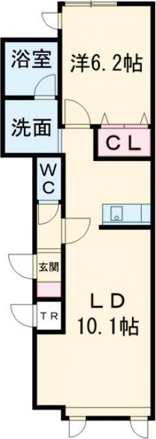 グランオアシス B(1LDK/1階)の間取り写真