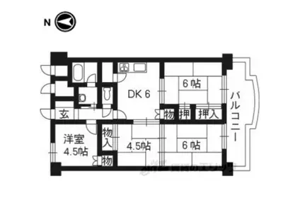 向島ニュータウン第3街区D棟215号(4DK/2階)の間取り写真