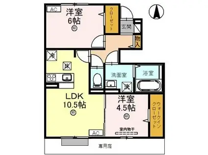 VIVERE ヴィヴェーレ(2LDK/1階)の間取り写真