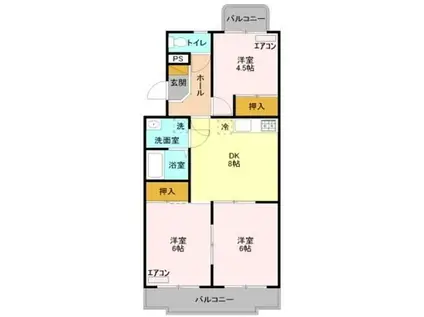 グランドムール上福岡(3DK/1階)の間取り写真