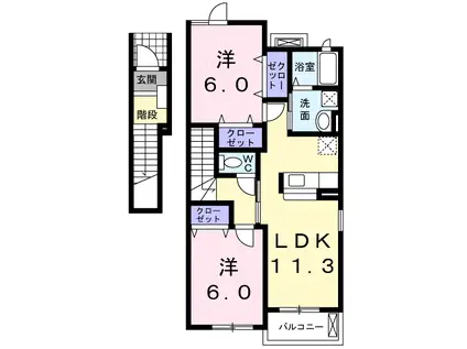 ネオ・グレイスA(2LDK/2階)の間取り写真