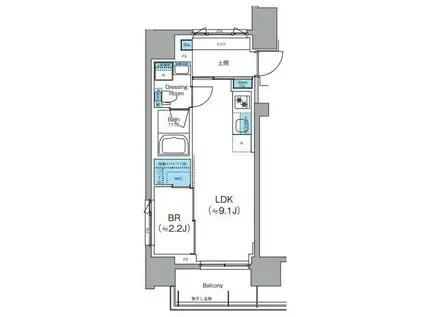 クレヴィアリグゼ錦糸町(1LDK/12階)の間取り写真
