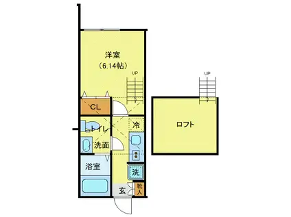 ラッキーダイム鴨居(1K/2階)の間取り写真