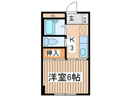 ハイツ一の森I(1K/1階)の間取り写真