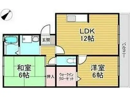 フォンテーヌII(2LDK/3階)の間取り写真