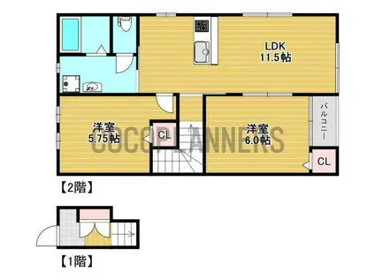 IMPERIAL MURO(2LDK/2階)の間取り写真