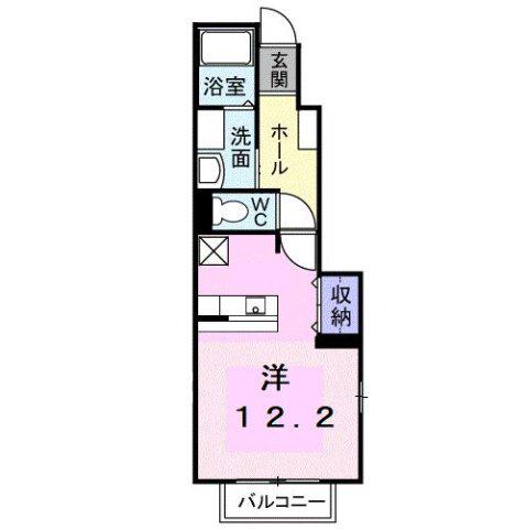 リバティハウスB棟(ワンルーム/1階)の間取り写真