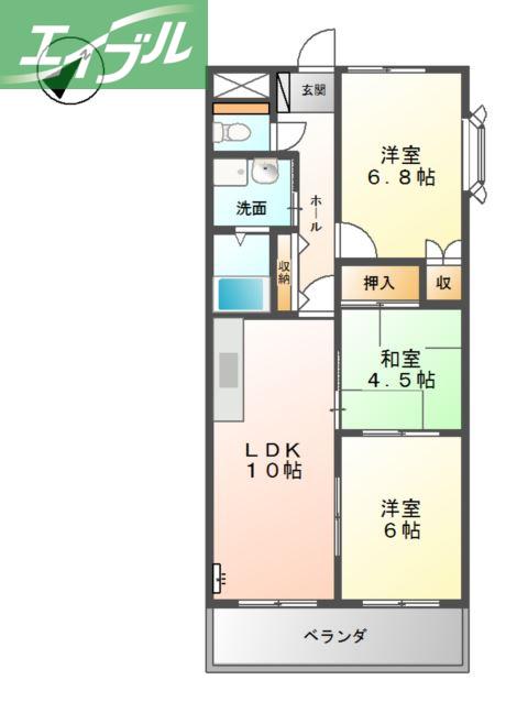 ルナ・アルカディア貳番館(3LDK/1階)の間取り写真