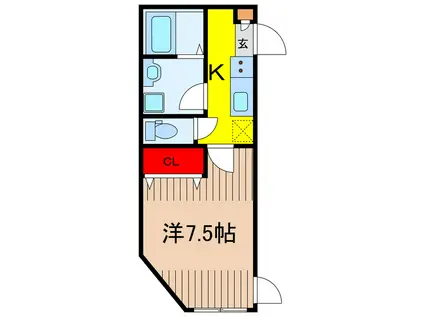 カーサ柴又(1K/1階)の間取り写真