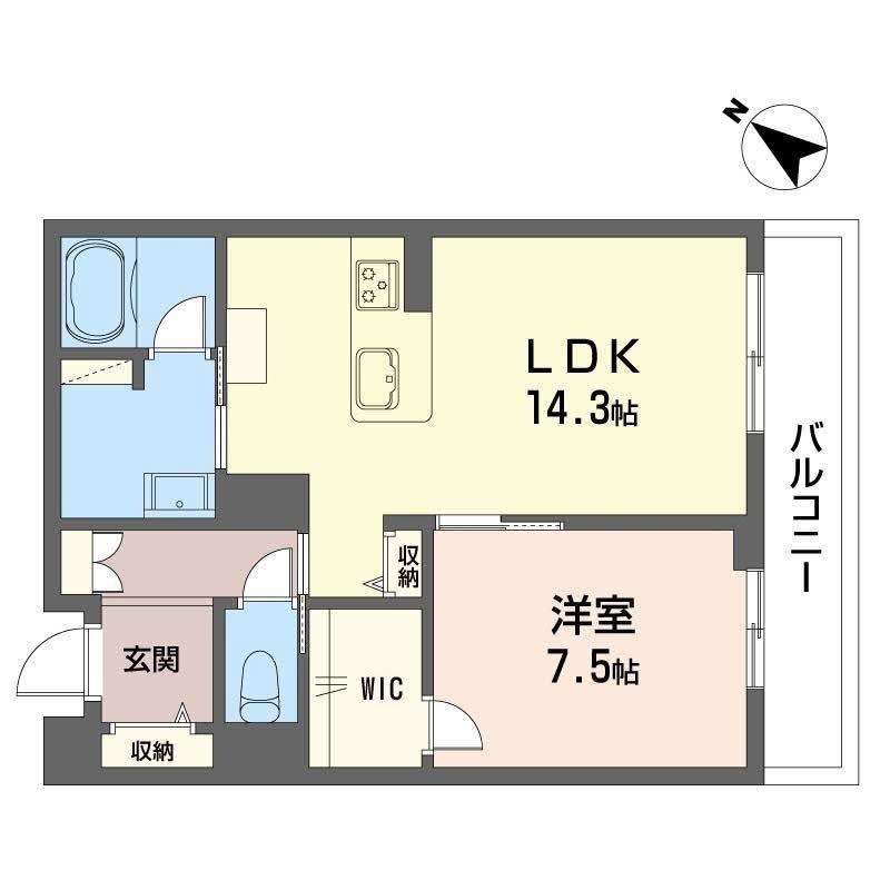 シャーメゾンプレミア鹿児島駅前(1LDK/2階)の間取り写真