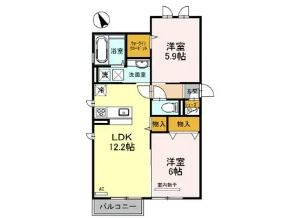 メゾン・ド・ボヌール 秀 A(2LDK/1階)の間取り写真