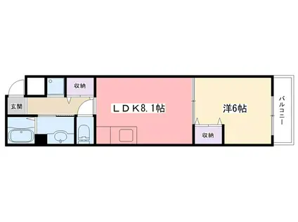 ベレーザ五番町(1LDK/2階)の間取り写真