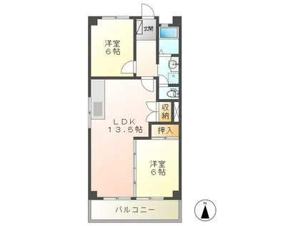 マンション光A棟(2LDK/4階)の間取り写真
