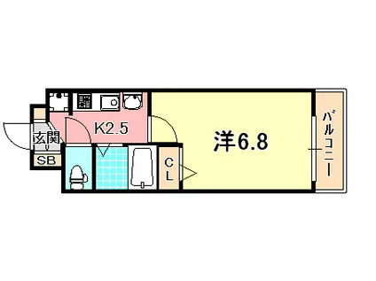 エステムコート神戸ハーバーランド前IVベイライト(1K/11階)の間取り写真