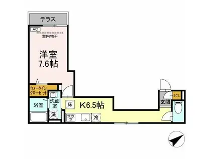 D TRIBUTE西谷(1K/1階)の間取り写真