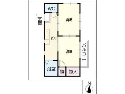 タウニー藤一A(2K/2階)の間取り写真