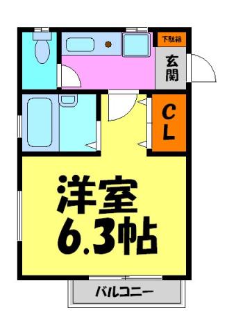 クオリティ宝塚(1K/2階)の間取り写真