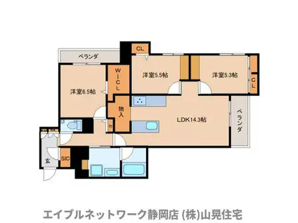 AVANCE東草深イースト(3LDK/2階)の間取り写真