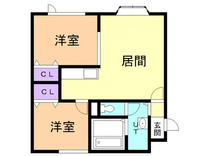 エトワール若山(2LDK/2階)の間取り写真
